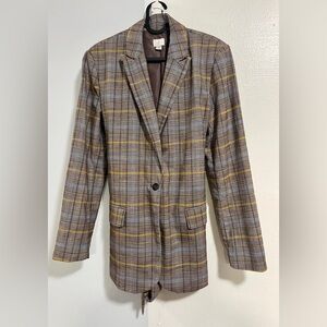 a new day | Women’s Medium | Checkered Blazer | Brown & Yellow | Removable belt